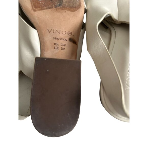 VINCE Cream Leather Slingback Tortoise Heels Size US 9.5 - Picture 4 of 11